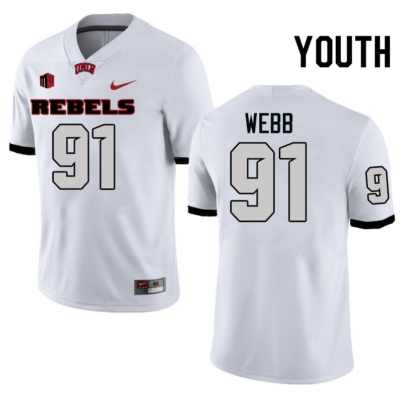 Youth #91 Cooper Webb UNLV Rebels College Football Jerseys Stitched-White